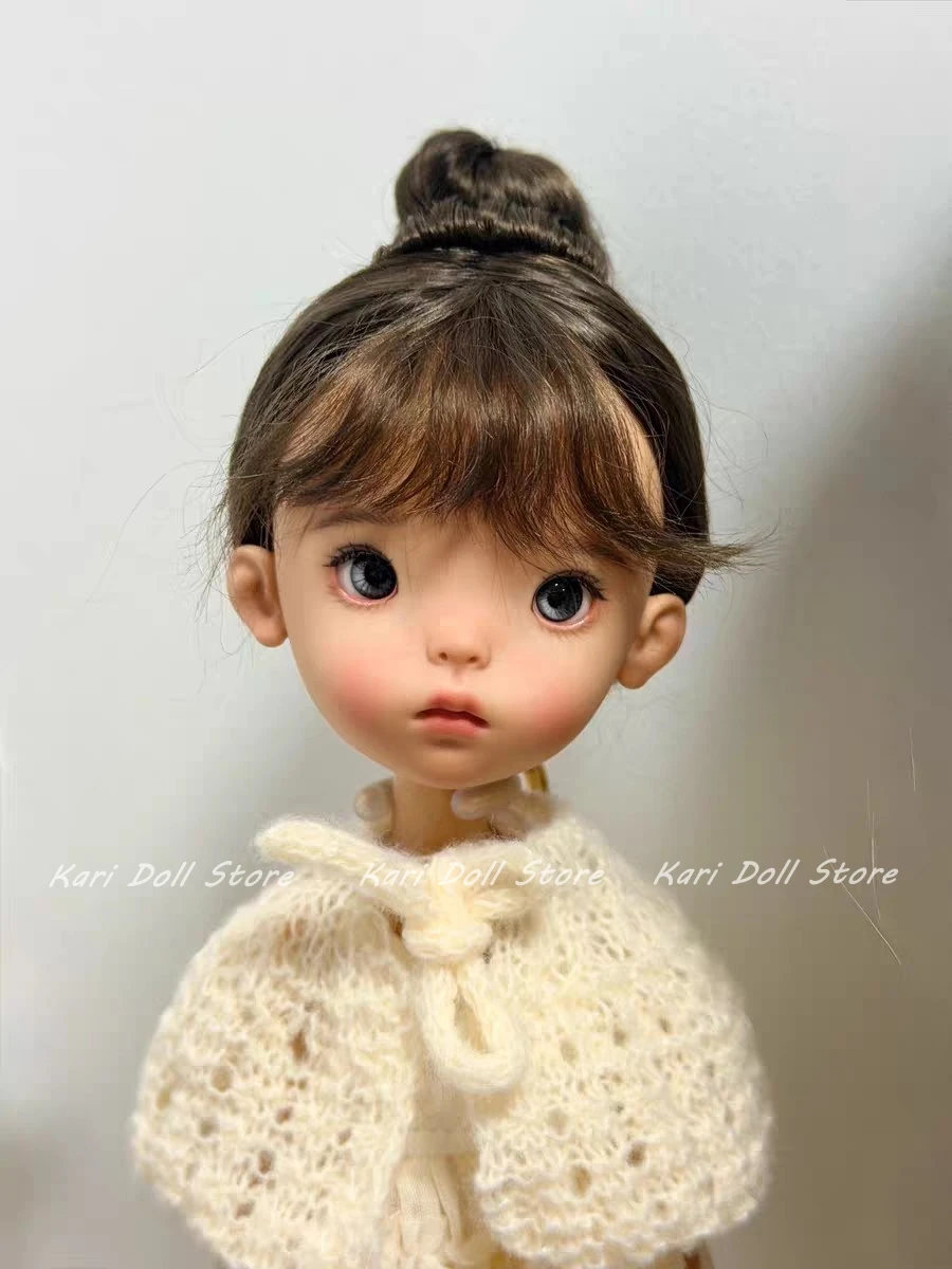 

Kari Doll Натуральные мохеровые волосы Пучок голова черно-белые парики для куклы Landazz Landoudou 16 см окружность головы