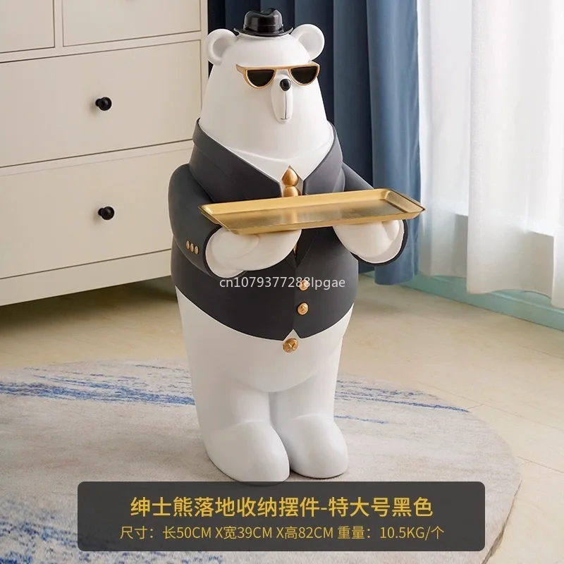 Light Luxury Polar Bear Swing Doll Large Floor Standing Ornament Living Room Home Soft Decor Housewarming Gift