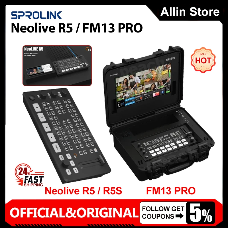 SPROLINK Neolive R5 R5S Live streaming switcher Support USB3.0 Lossless Stream Low Third Overlay Built in UVC Media Player