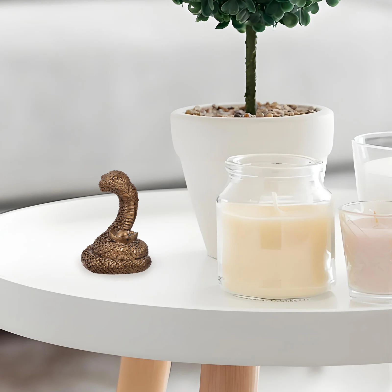 

Brass Snake Statue Vintage Style Home Decor Exquisite Chinese New Year Ornament Desktop Mantel Bookshelf