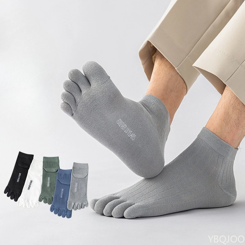 5 أزواج من الجوارب بخمسة أصابع للرجال في ربيع الخريف، جوارب قصيرة مريحة وممتصة للعرق ومضادة للبكتيريا