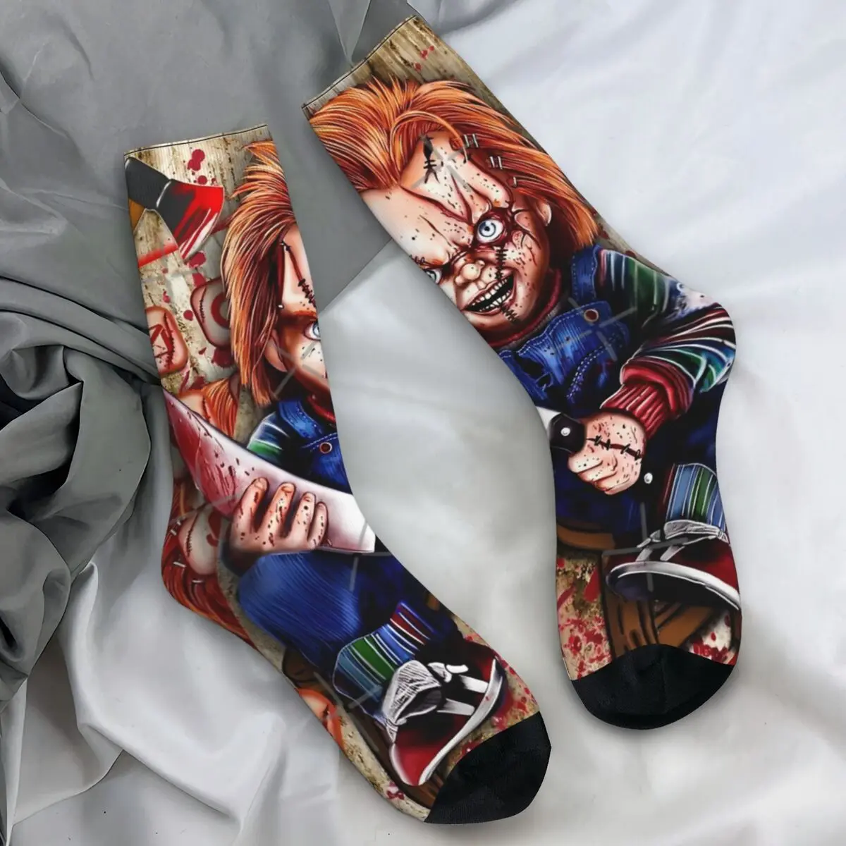 Chucky Stockings Child's Play Design Casual Socks Autumn Anti Bacterial Socks Men Cycling Medium Soft Socks