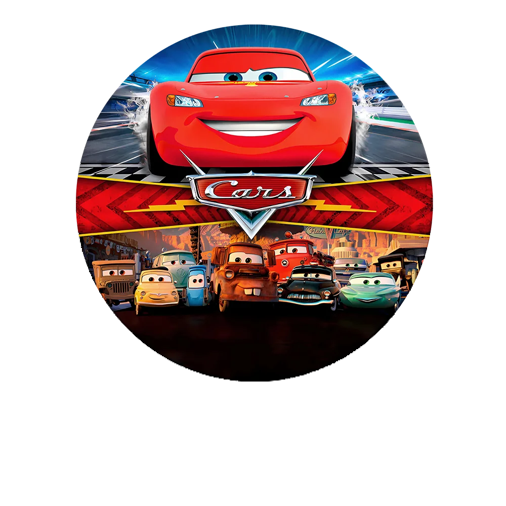 Disney Racing Car Party Background Decors Round Customized Backdrop Children's Birthday Decoration Wedding Banner