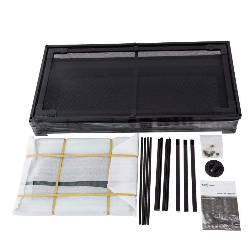 PetJoyZone OEM Logo 50 Gallon 36''x18''x18'' Flat Packed Double Hinge Door Glass Reptile Terrarium Tank With Screen Ventilation