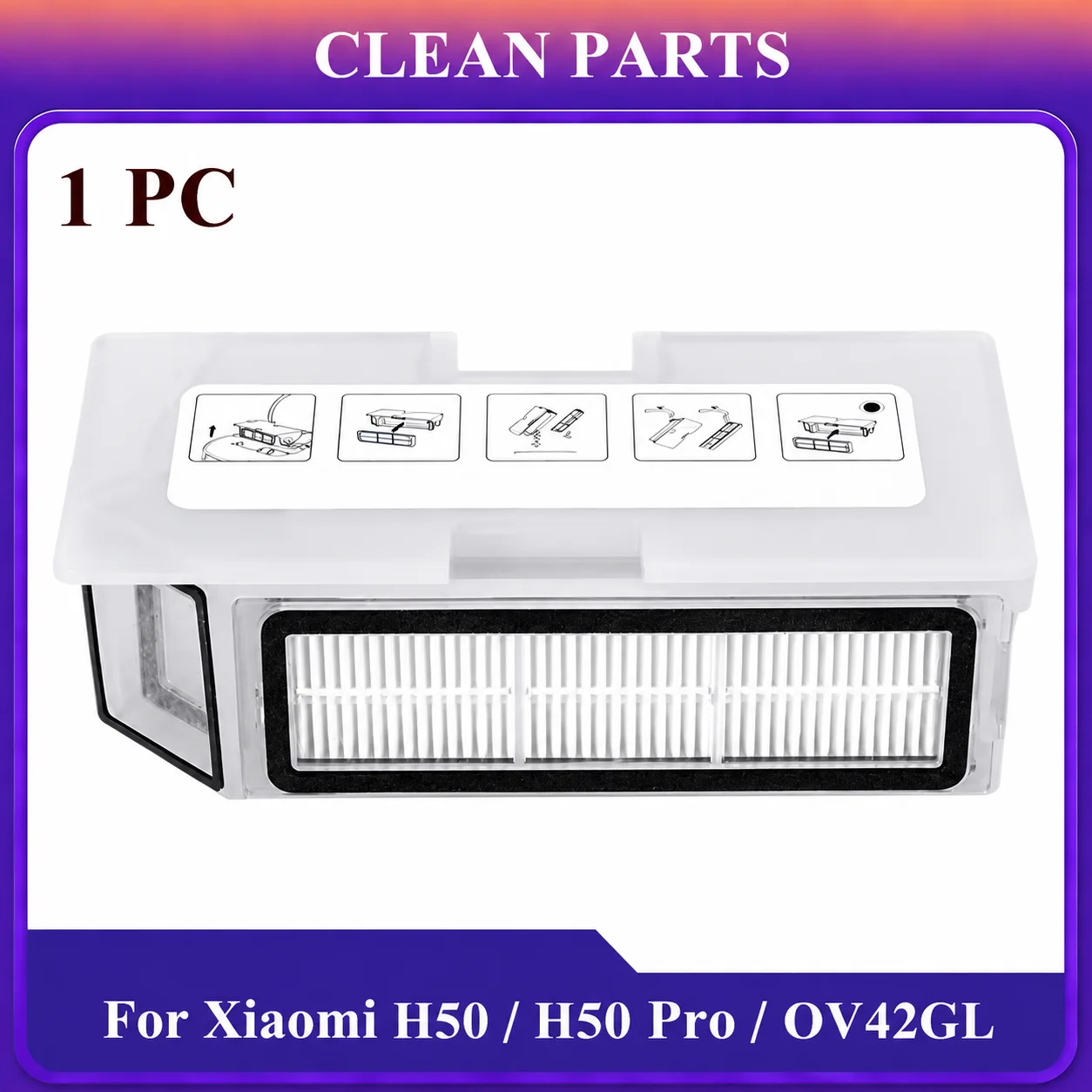 Dust Box For Xiaomi H50 / OV43GB / H50 PRO / OV42GL Robot Vacuum Cleaner Parts Dustbin Accessories HEPA Filter Replacement