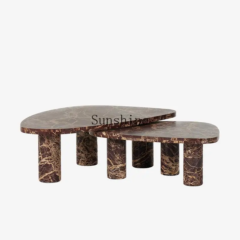 

Simple modern special-shaped marble creative combination sofa coffee table living room home coffee table