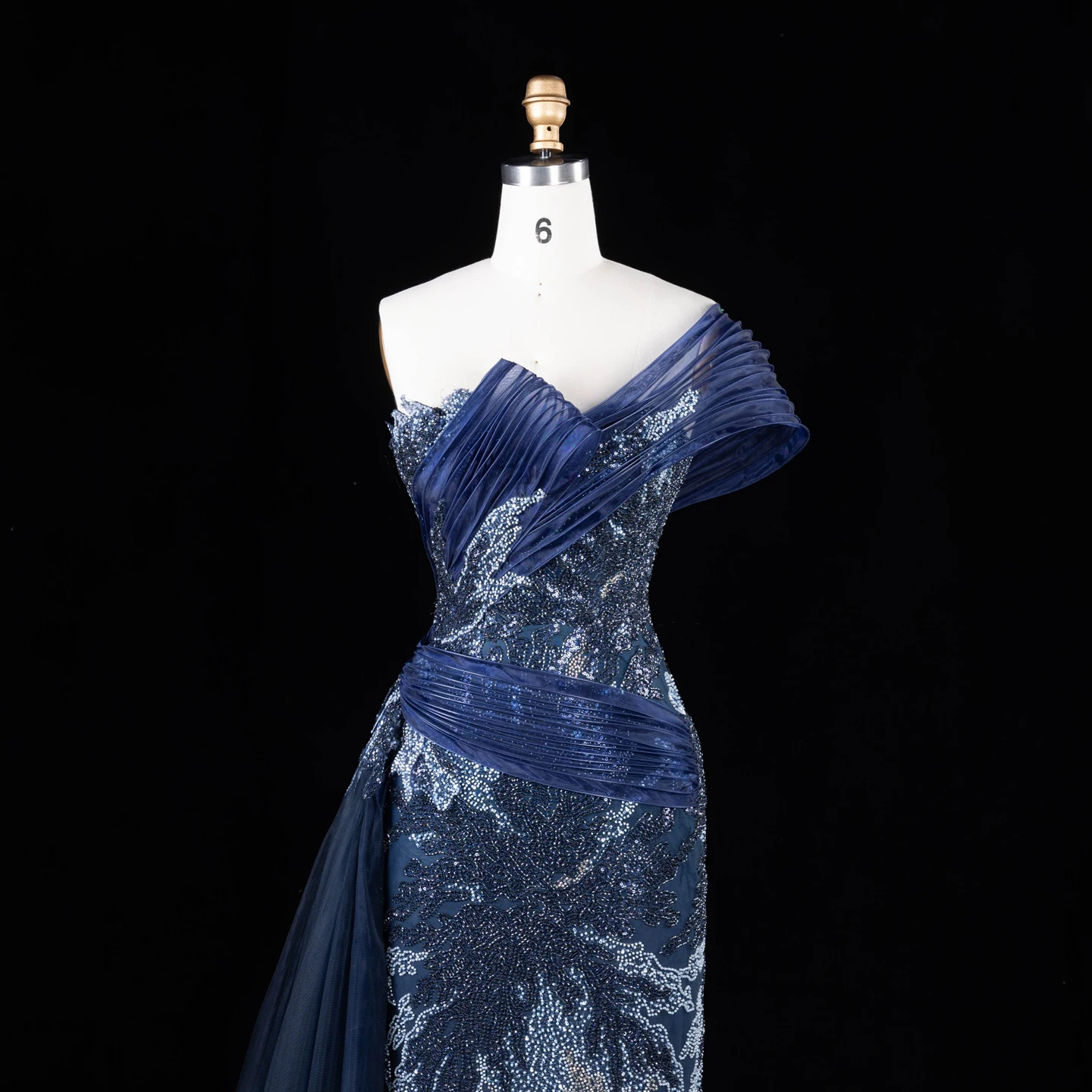 Sharon Said Luxuriöses Abendkleid in Grün mit Farbverlauf, schulterfrei, mit Perlenapplikationen, für Damen, Hochzeit, formelle Party, Modell SS293, maßgeschneidert – Detail 18