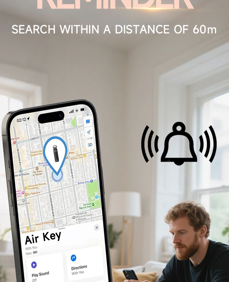 Integrierte AirTag-Chips, Fassungsvermögen für 2-3 Schlüssel, Autoschlüsselanhänger mit GPS-Tracker, Schlüssel-Finder, Schlüsselhalter für Männer und Frauen, (nur für iOS) – Detail 9