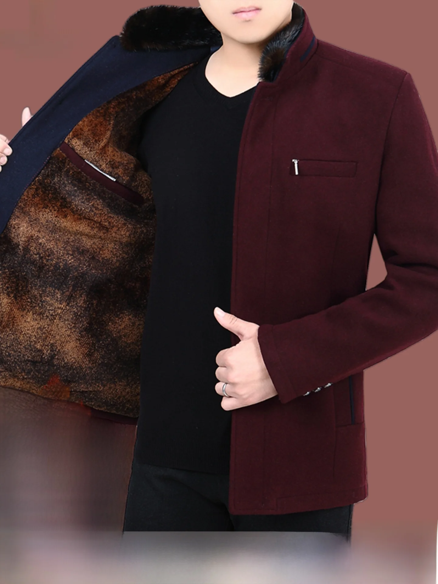 

Pierre Cardin Men's Woolen Jaet Thiened Warm Casual Winter Coat Dad Coat Stand Fit Faion Urban Sle Long Sve