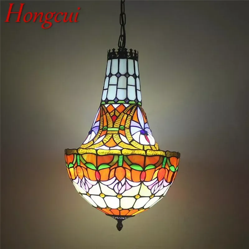 

Hongcui Tiffany European Chandelier Vintage Restaurant Bedroom Coffee Shop Bar Villa Corridor Color Glass Pendant Lamp