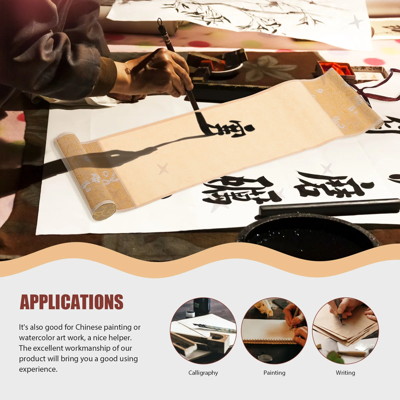 

Chinese Calligraphy Scroll Rice Paper Blank Hanging Scroll for Calligraphy Painting Writing Home Office Decor Home Office Decor