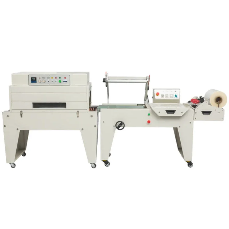 

QC450 DSA4525 Pneumatic plastic film L-rod sealing machine and cutting machine with heat shrink packaging machine