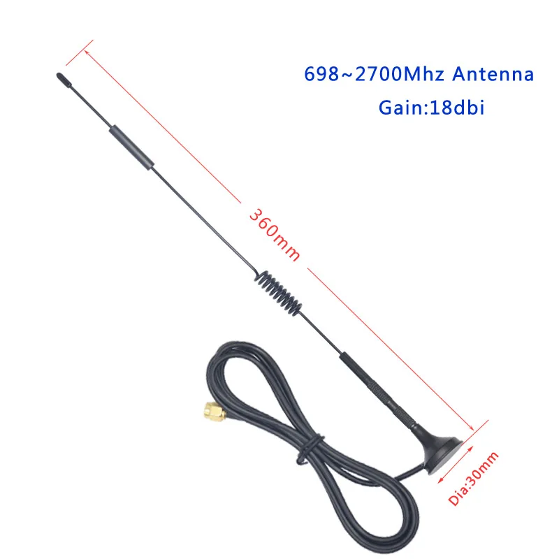 36cm 4G LTE 3G GSM o wysokiej mocy antena na przyssawce Full-Band wzmacniacz sygnału 18dBi 698-2700MHz wzmacniacz podstawa magnetyczna SMA/TS9