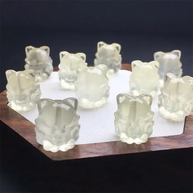 

5PCS Natural Citrine Fox Fairy Pendant Reiki Healing Fengshui Stone Home Room Decoration Exquisite Gift 16MM