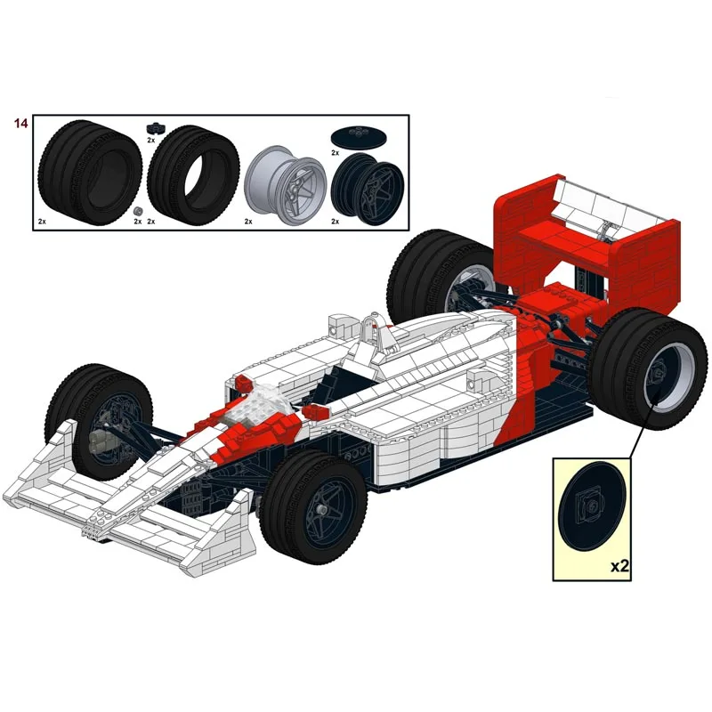 New Technical MOC-0845 MP4-4 Team Stake SuperRace Car Scale 1:8  Buiding Kit Creators Block Bricks Kid Toys Birthday Gifts