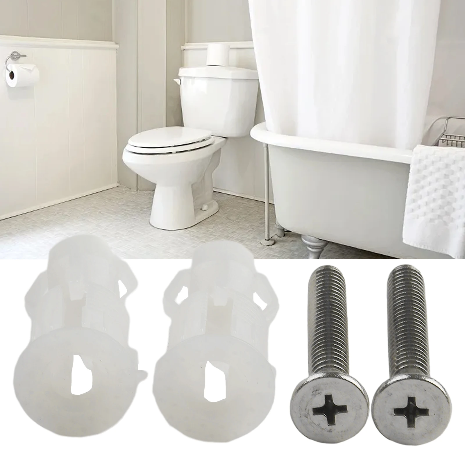 Reliable and Sturdy Installation Kit, Toilet Lid Hinge Screws, Stainless Steel Nylon Expansion Screw Nut 2 Pieces