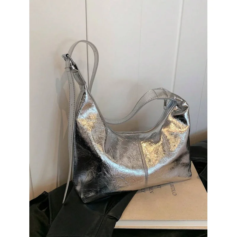 

1pc Fashion Crackle Color Large Capacity One Shoulder Diagonal Crossbody Dumpling Handbag, Versatile & Suitable For Office, Comm