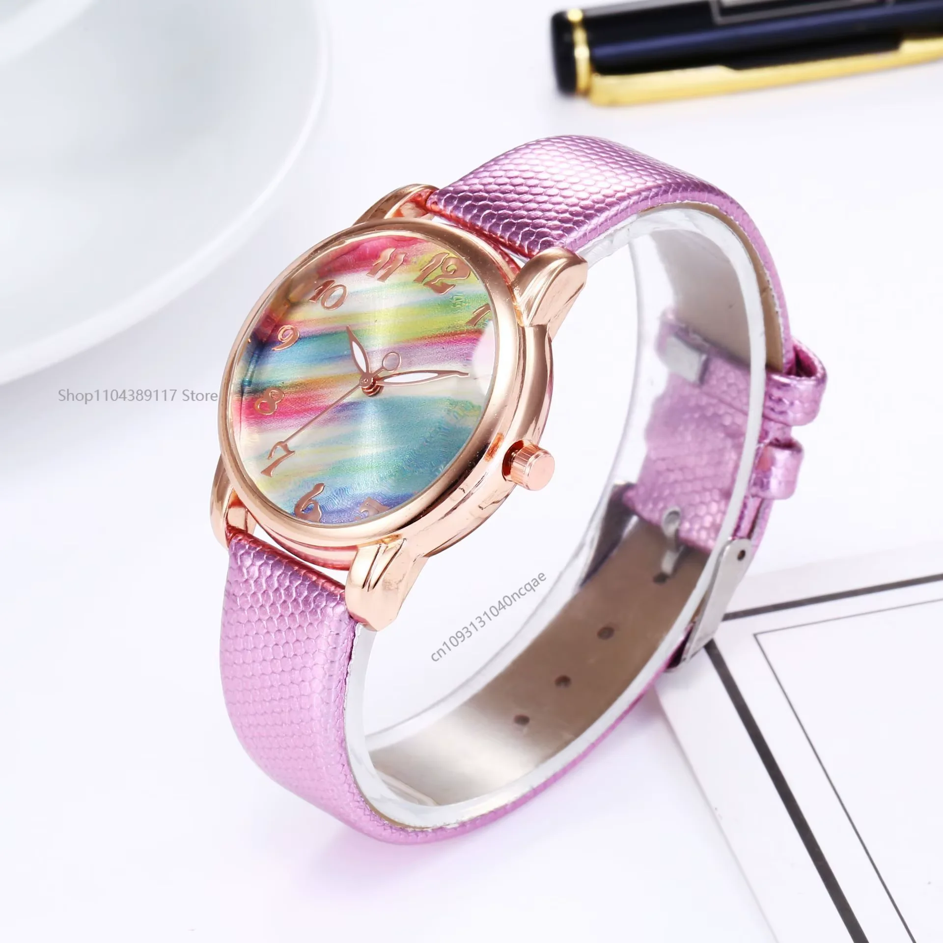 Women Fashion Rainbow Watch Leather Band Wrist Watch Casual Ladies Watch Women's Quartz Watches Relogio Feminino Montre Femme