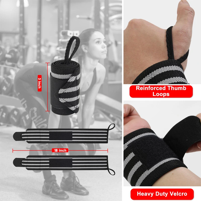 Wrist Support Wristband 1 Pair Brace Straps Extra Strength Working Out Weight Lifting Wrist Wraps Bandage Fitness Gym Training