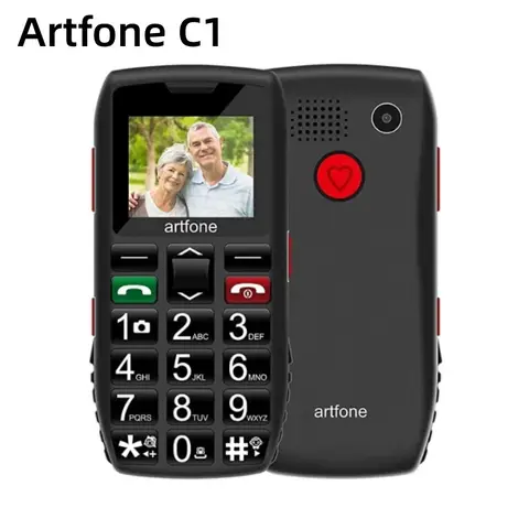 Bar Senior Mobile Phone Artfone C1+ With Free Charging Dock C1 Big Rubber Keypad  For Elderly Dual Sim One Key SOS FM 1400mAh