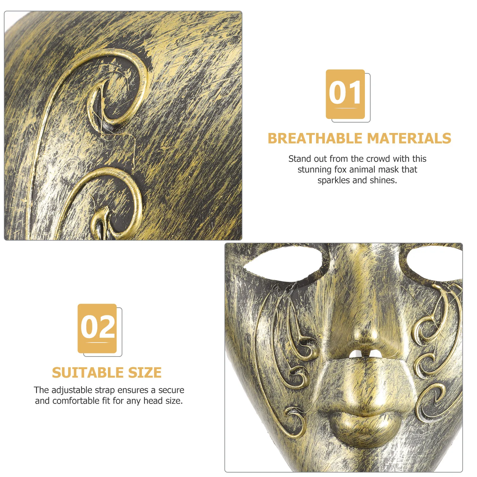 

Stylish Full Face Mask Vintage Theme Unique for Masquerade Party Carnival Halloween Costume Women Decorative Cosplay Accessory