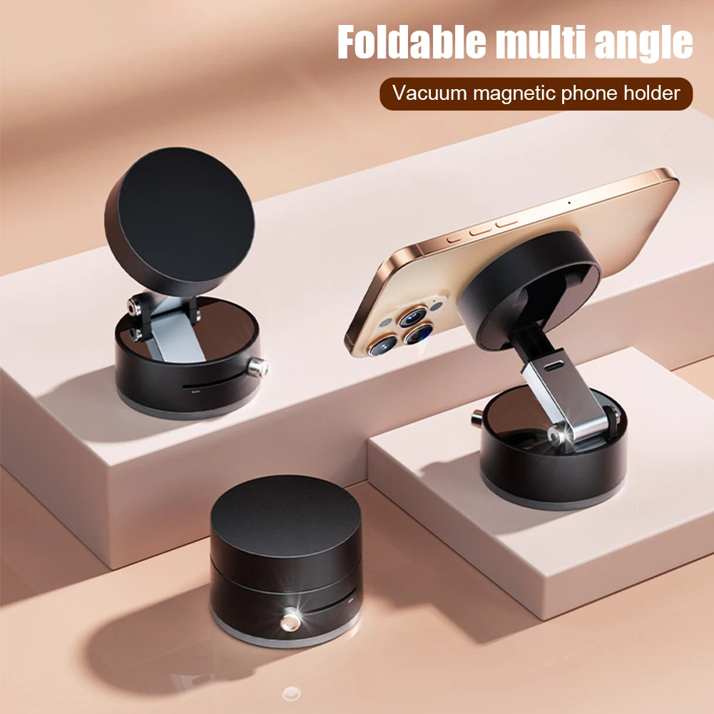 

Vacuum Suction Magnetic Phone Holder, Magnetic Suction Phone Mount, Foldable and Retractable Double-Sided Magnetic Phone Holder