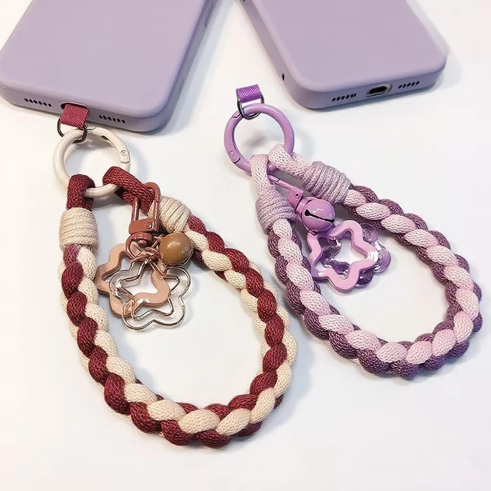 Simple Woven Mobile Phone Keychain Lanyard Wrist Ins Anti-Breakage And Drop Resistance Small Hanging Rope Pendant Accessory Gift