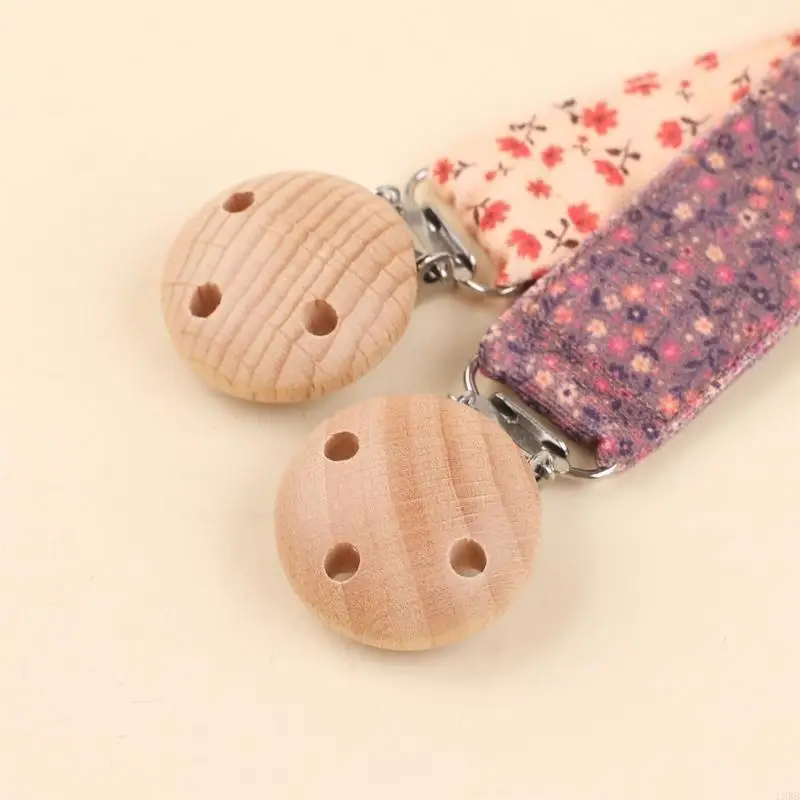 حزمة من 2 قطعة مصاصة الطفل سلسلة الخشب + حامل عضاضة القطن حبل الرضع لعبة التسنين حزام المنظم حبل L8RB