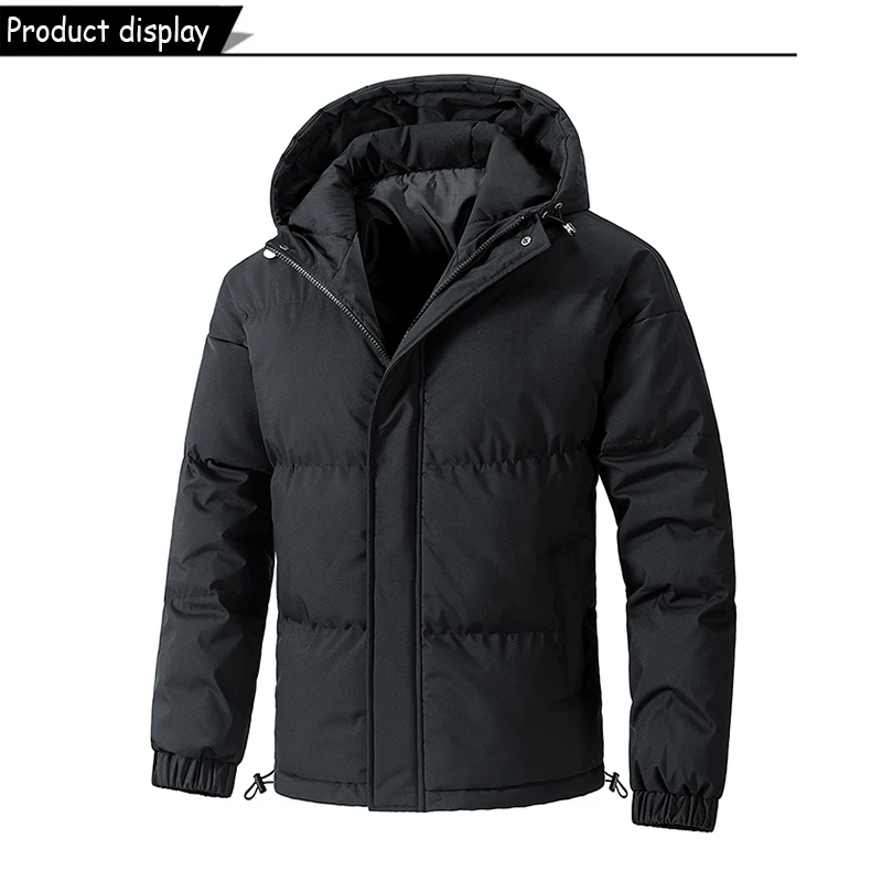

New Autumn Men Warm Outdoor Windproof Hooded Parka Jacket Men Winter Solid Zipper Casual Fashion Large Size Jacket Male Coat