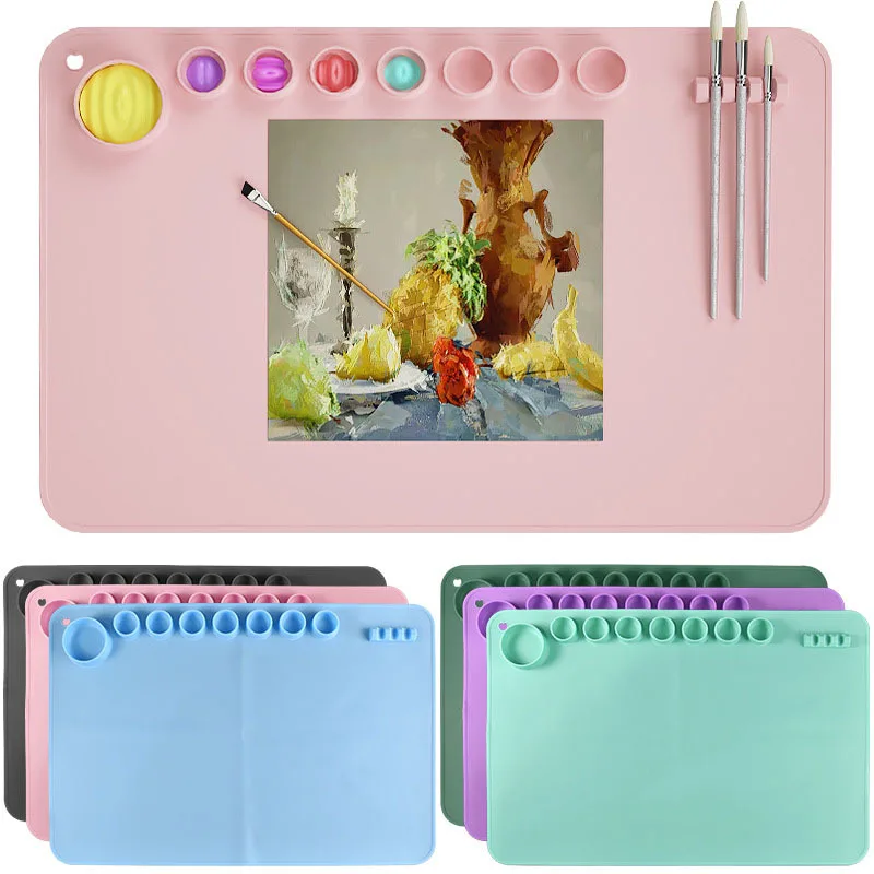 Large Silicone Painting Mat Pigment Palette Non-Stick Craft Mat For Painting Ink Blending or DIY Craft Art Painting Mat