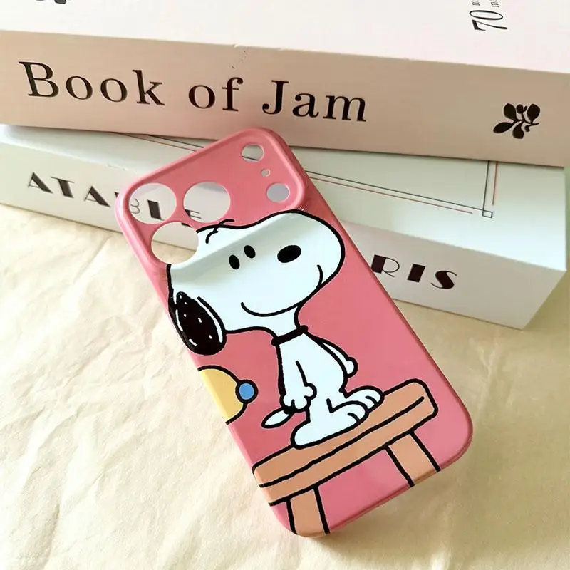 Kawaii Snoopy Phone Case Pink Themed Series Phone Protective Case Suitable for Phone Girls Cartoon Phone Decoration Gift