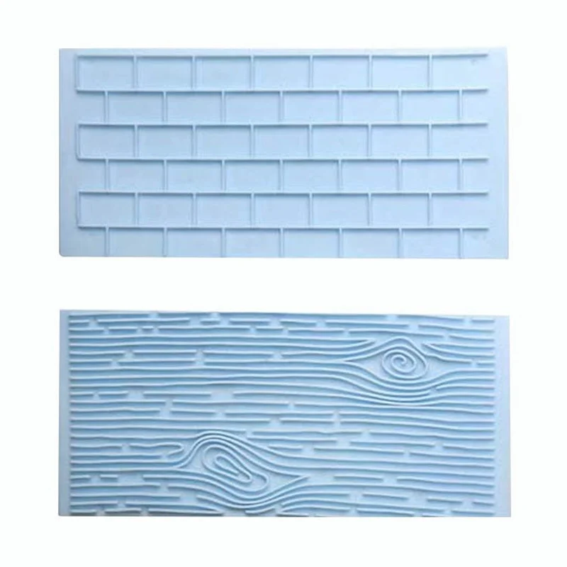 2Pcs/Set Texture Silicone Cake Mold Tree Bark & Brick Wall  Mat Fondant  Decorating Tools Supplies