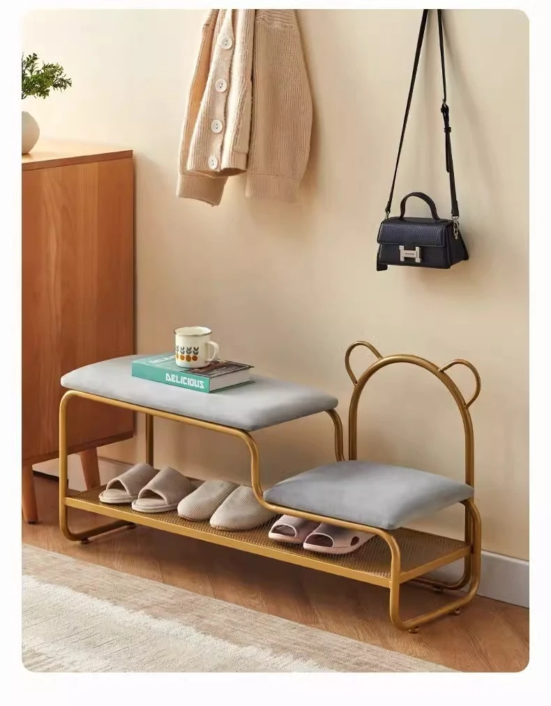 Integrated Shoe Changing Stool And Shoe Cabinet for Home Entrance Simple Design Door with Changing Stool at Entrance