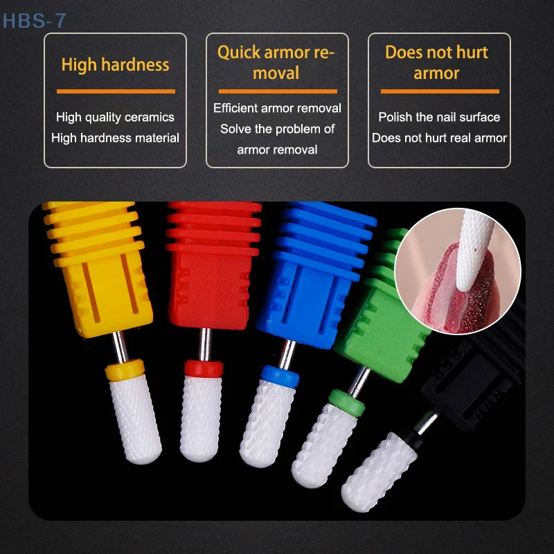 【HBS-7】1Pcs Nail Drill Bit Pedicure Cleaning Polishing Tools Ceramics Remove Dead Skin Nail Tool Nail Specific Tools