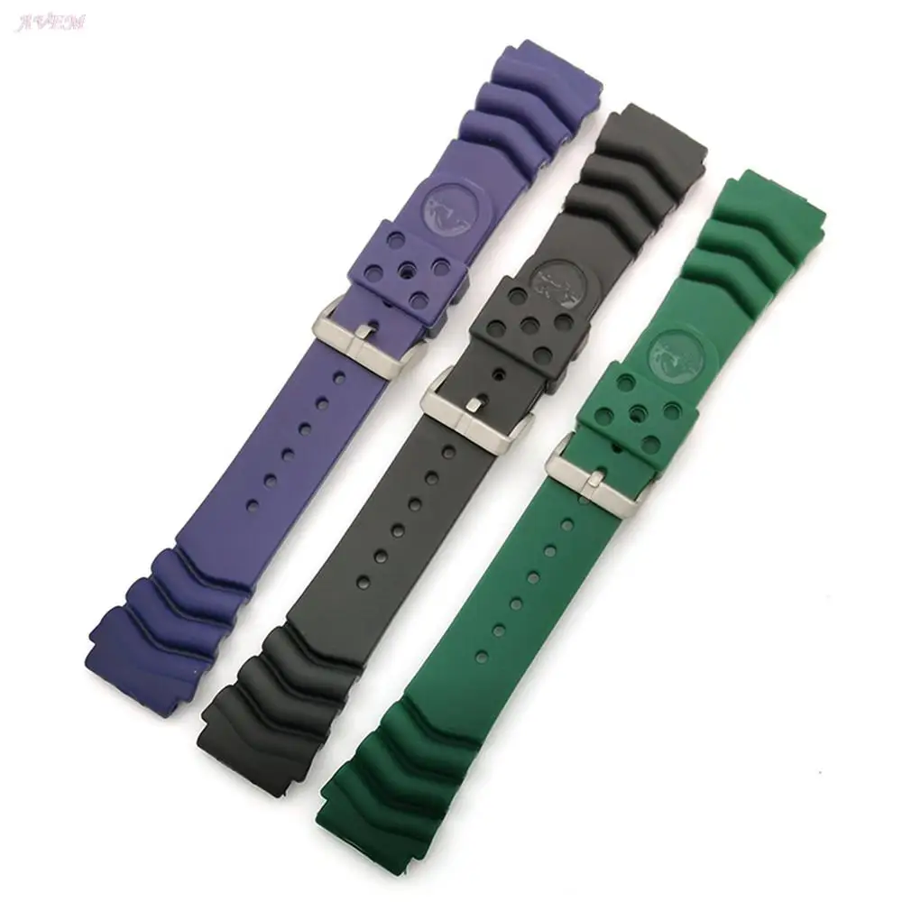 Pulseira de silicone impermeável para homens e mulheres Seiko Watch Band, pulseira de borracha, acessórios esportivos, mergulho, logotipo, 18mm,