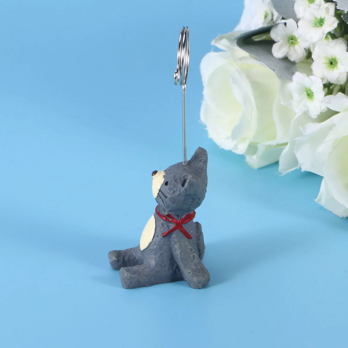 

4Pcs Little Cat Resin Photo Clip Desktop Ornament Cartoon Note Holder for Wedding Party Table Number Display