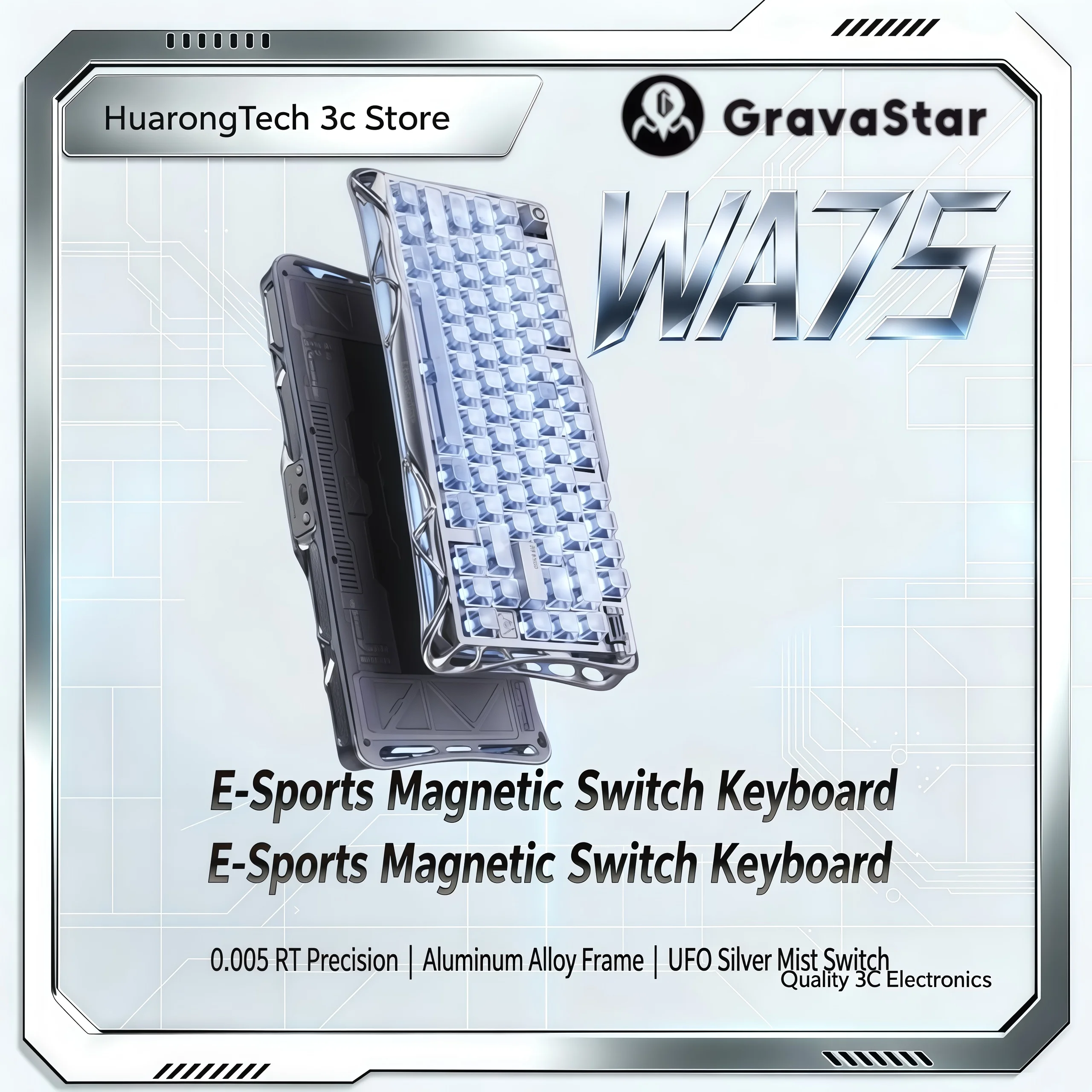 Gravastar Tile 75 Ghost Magnetic Axis Keyboard Gaming Esports Dedicated Computer Fearless Contract Tile Low Latency Keyboards