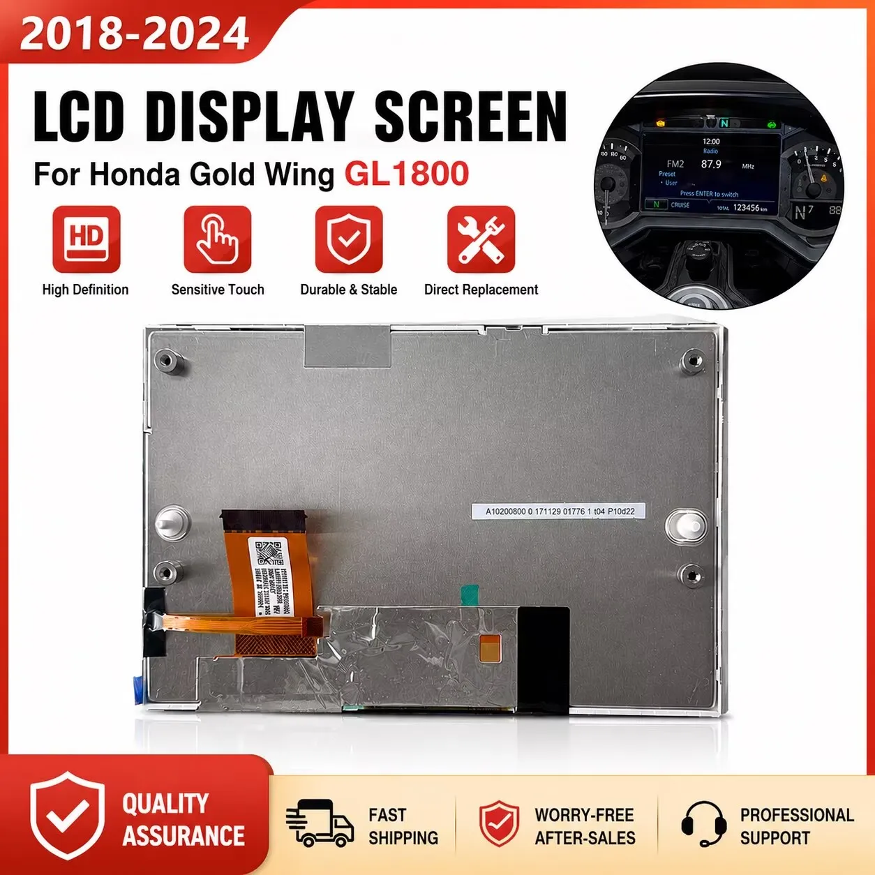 

7.0" Color Display for OEM Honda GL1800 Gold Wing 2018-2024 Instrument Speedometer Dashboard LCD Screen
