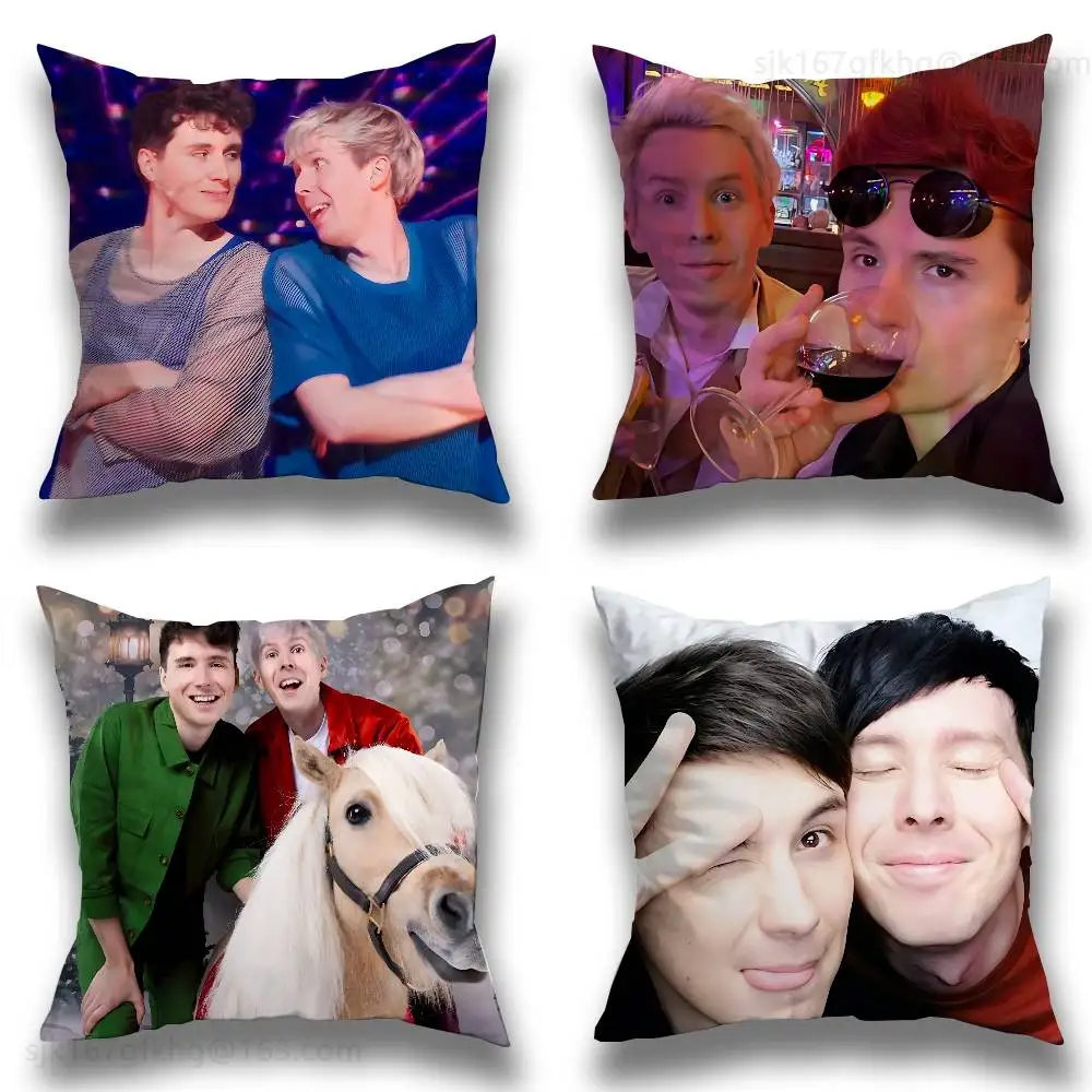 

Dan and Phil pillowcase casual style decoration, suitable for home decoration (excluding pillow core)