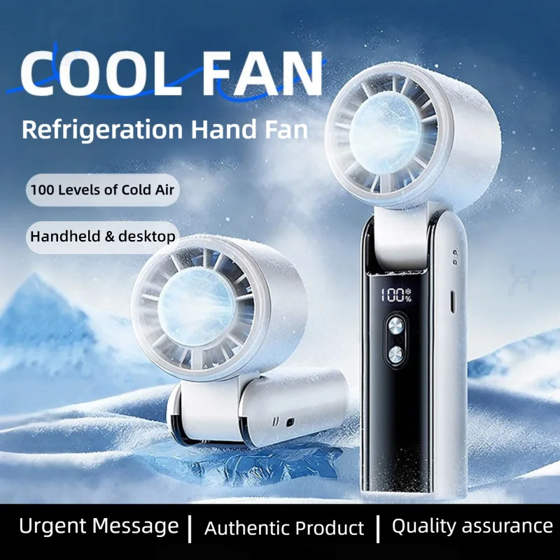 

For Ice Cooling Turbo Handheld Fan 3600mAh Rechargeable 100 Wind Speeds Foldable Portable Outdoor Fan for Desk Neck Hold Use