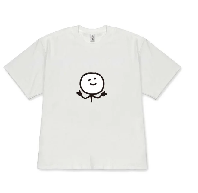 Kawaii Minimalist Wink Smiley Face T-Shirt Casual Short Sleeve Tee for Men Women Korean Style Fashion Versatile Tops Black