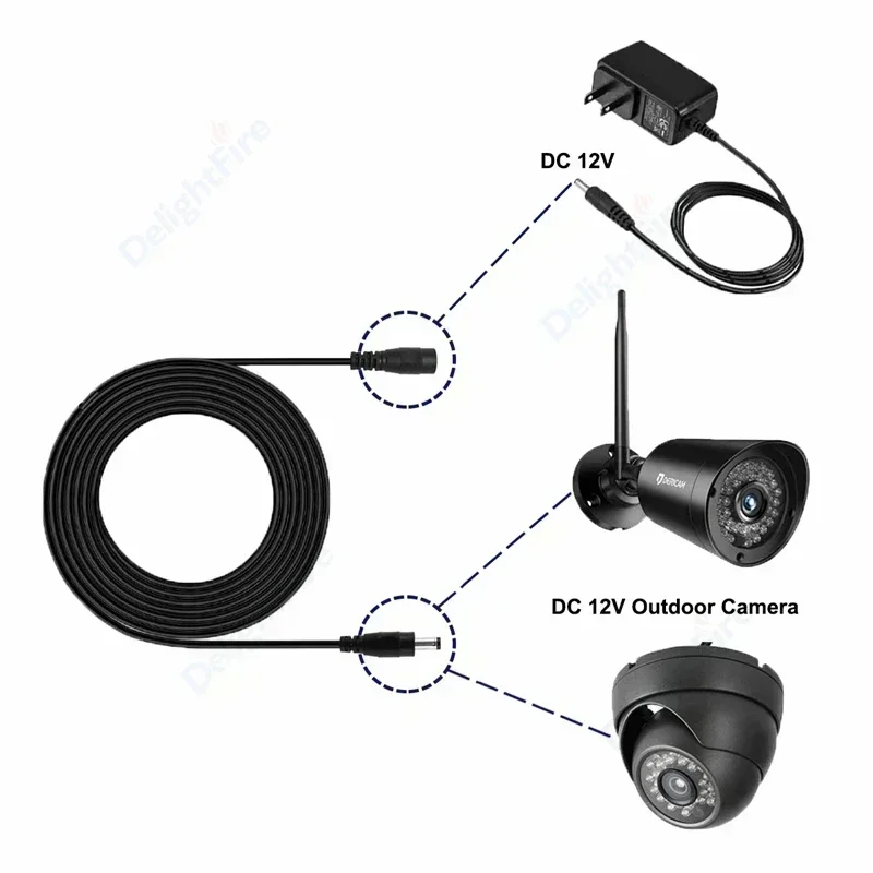 0.5m-10m DC Power Cable 5.5*2.1mm Female Male Plug Power Adapter Connector Cord for LED Strip CCTV Camera Router Monitor Speaker