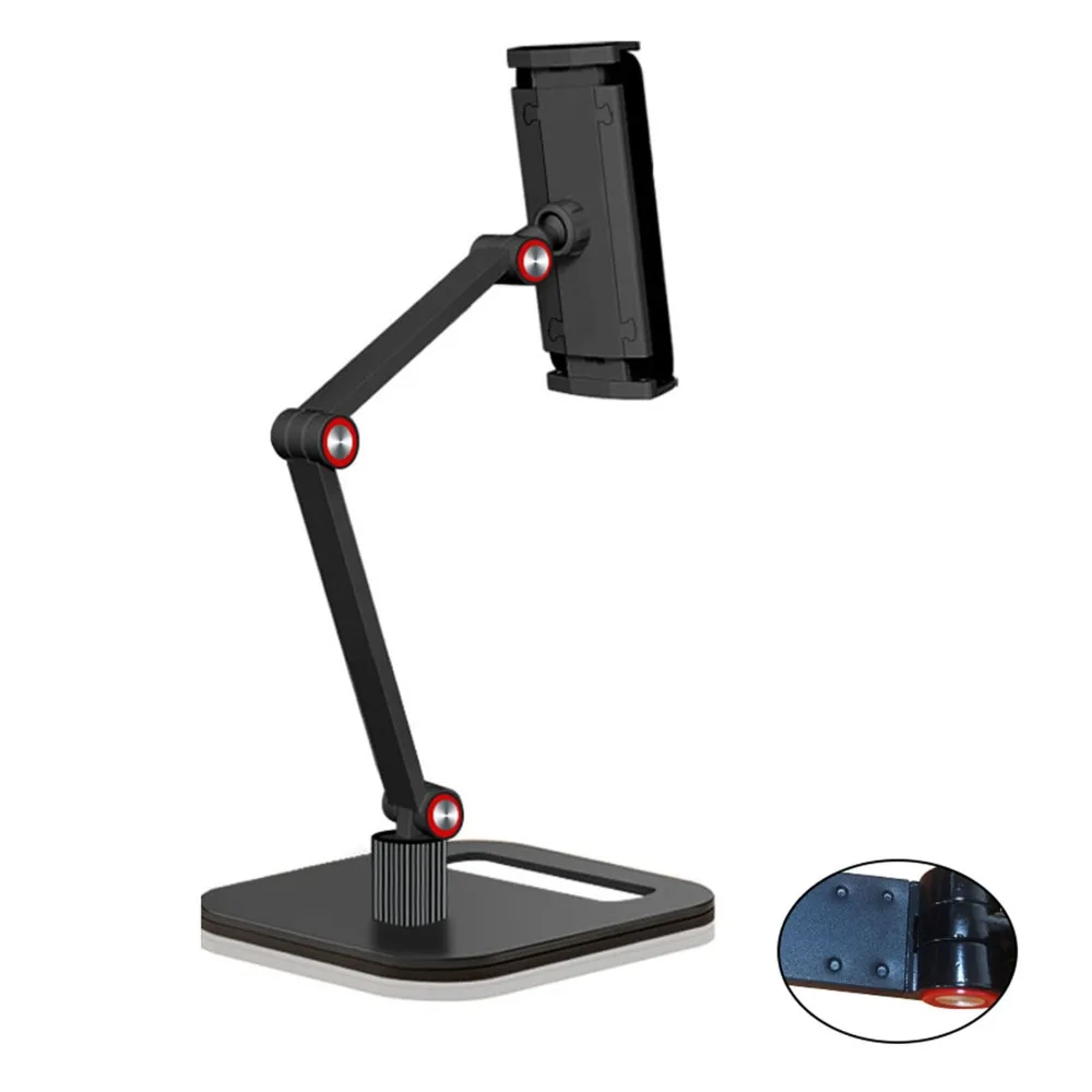 Black Black Dual-Arm Basic Aluminum Tablet Stand Base 14 * 16cm Universal Portable Live Streaming Device Bracket