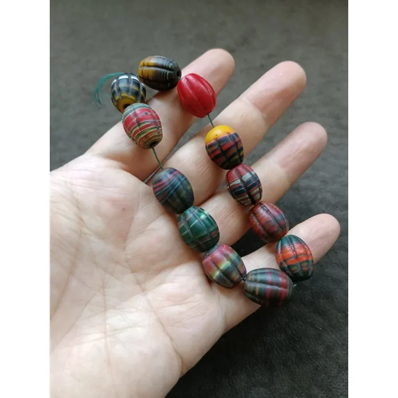 Tibetan Area Backflow Old Pulp Colored Glaze Melon Bracelet String Beads Accessories