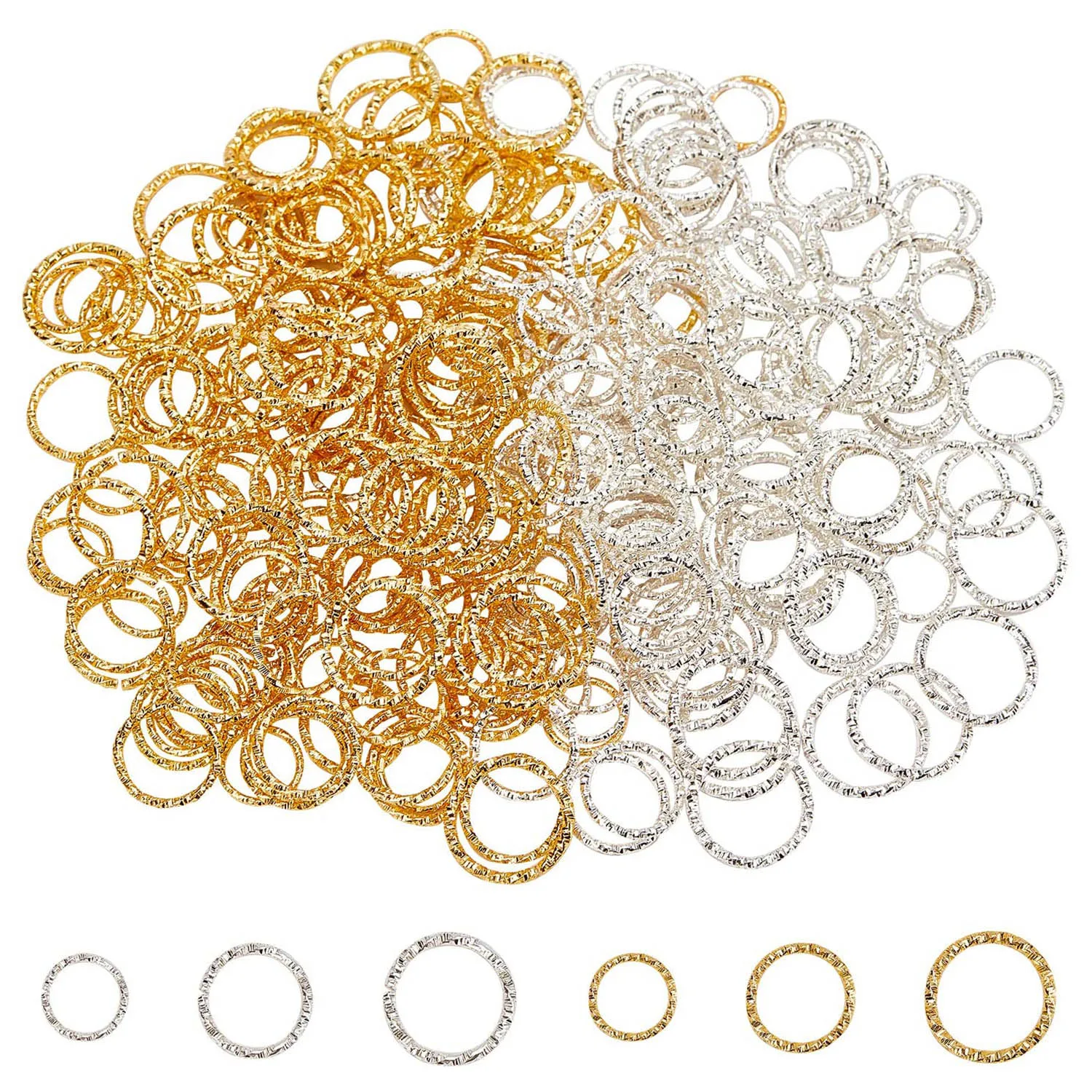 50pcs Gold Silver Color Jump Rings Round Twisted Split Rings 8 10 12 15 18 20 mm Loop Connectors for Jewelry Making Diy Findings