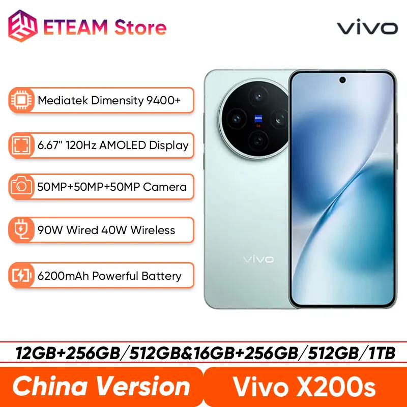 2025 New Original CN Version VIVO X200s 5G MediaTek Dimensity 9400+ 6.67’’ AMOLED 120Hz 6200mAh 90W Flash Charger 50MP Camera ﻿