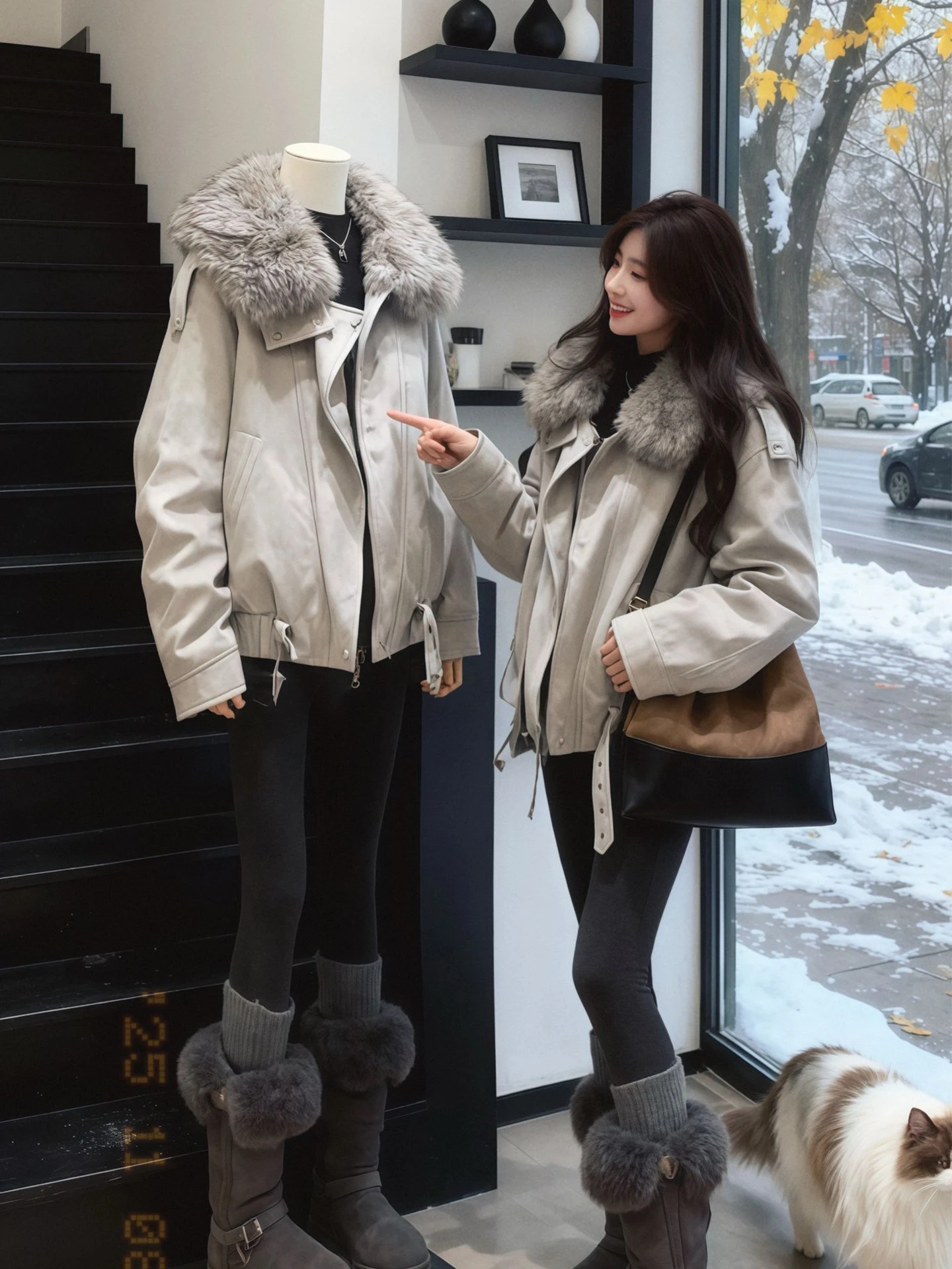 

Утепленная парка-пуховик из хлопка для женщин: зимнее пальто с отстегивающимся большим меховым воротником, теплая верхняя одежда больших размеров