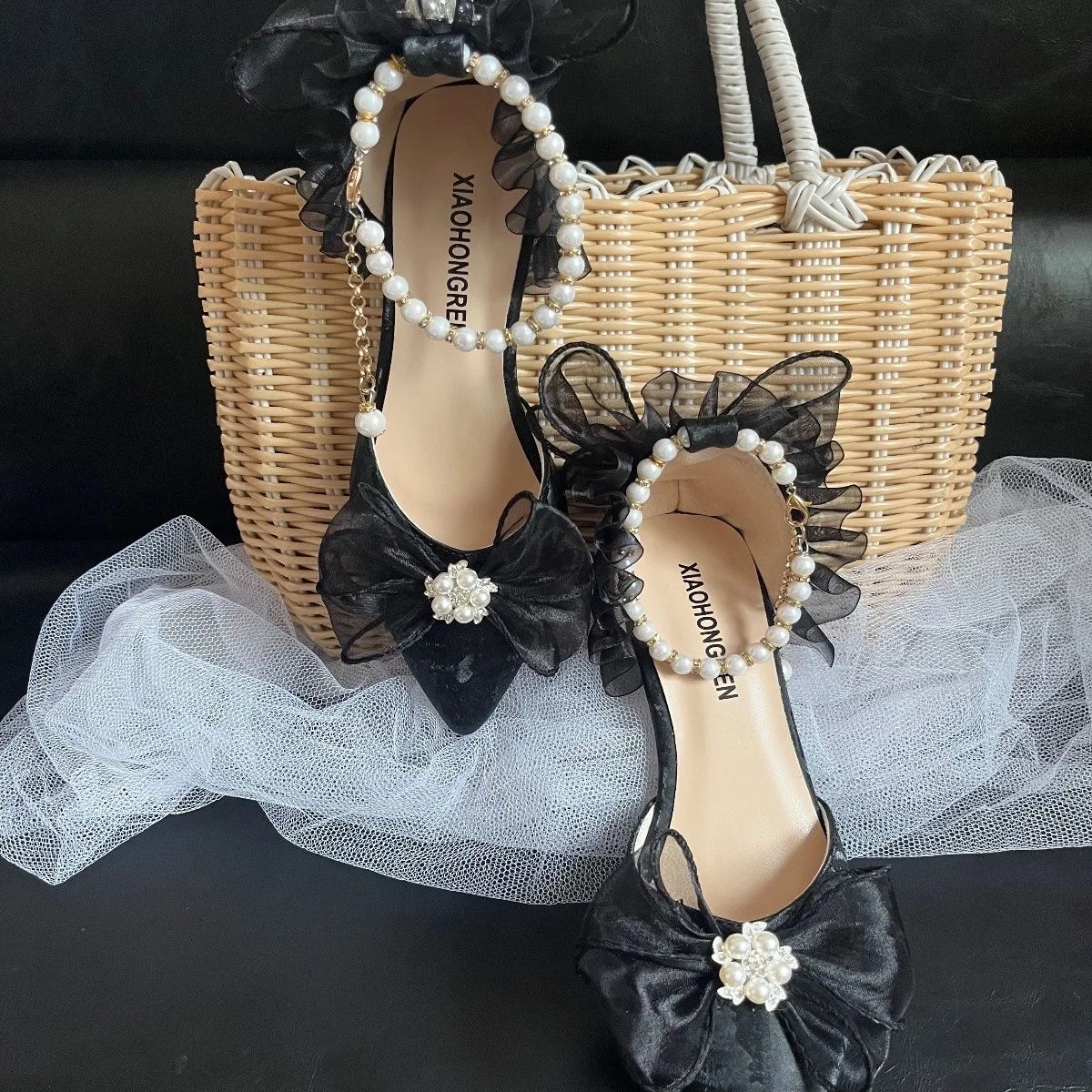 Sepatu hak hitam Lolita untuk wanita y2k sepatu Jepang