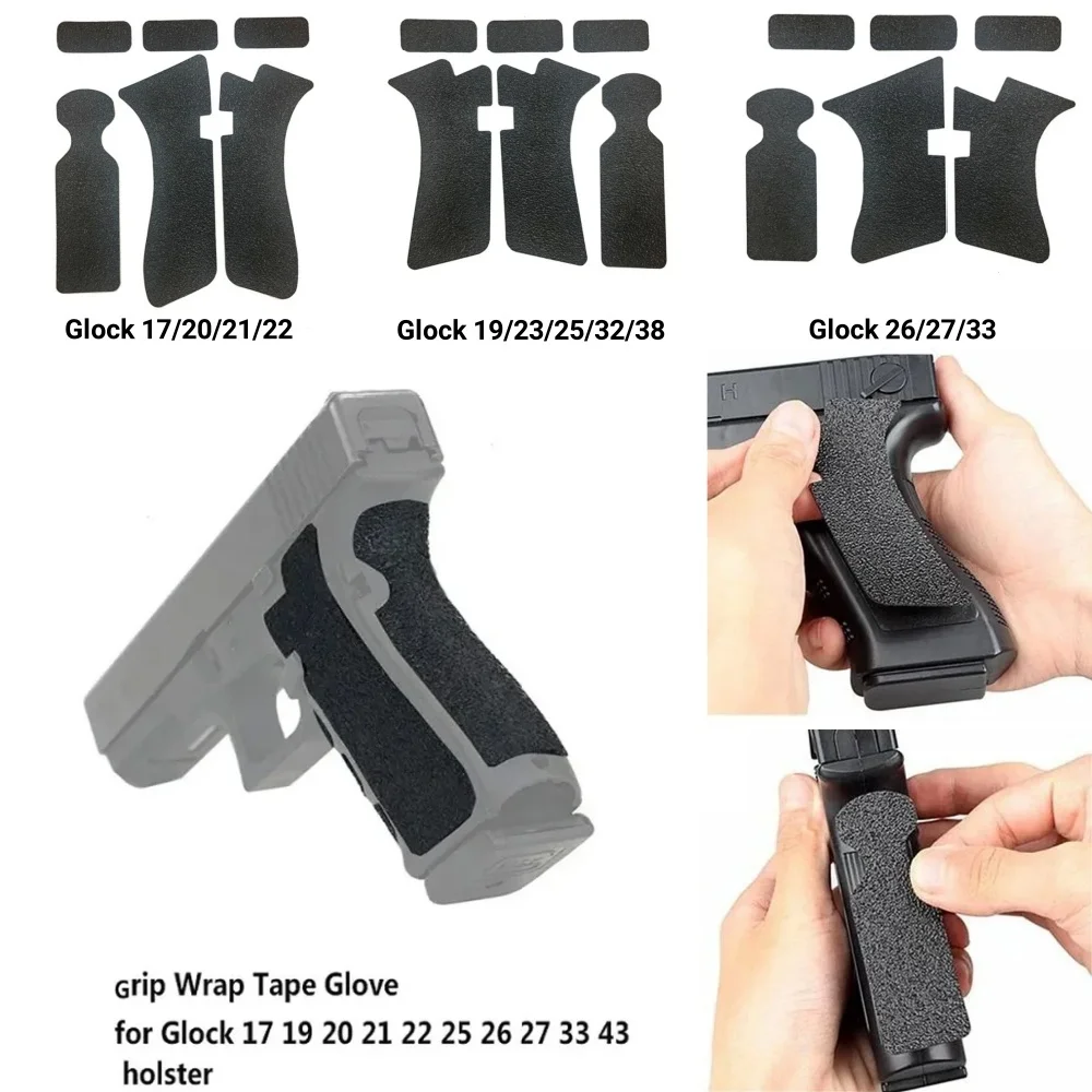 Non-slip Rubber Texture Grip Wrap Tape Glove Waterproof For Glock 17 19 20 26 27 33 Holster 9mm Pistol Accessories