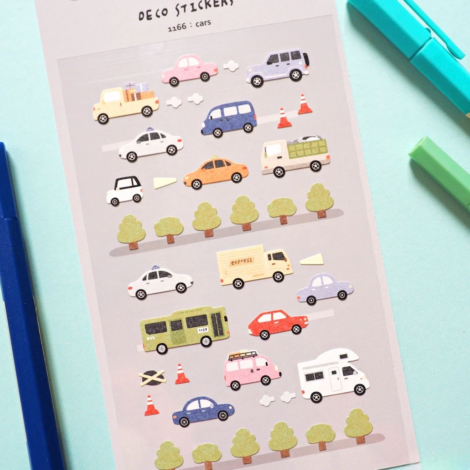 Korean Import Suatelier Cars Bus Taxi Truck Paper Sticker Scrapbook Decoration Stationery DIY Stickers School Office Supplies
